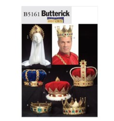 5161 BUTTERICK  MEDIEVAL HISTORIC ROYAL ADORNED CROWNS, VEIL PATTERN XS-XL